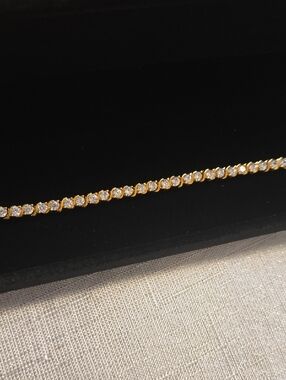 Gold Plated Tennis Bracelet with Sparkling Cubic Zircona